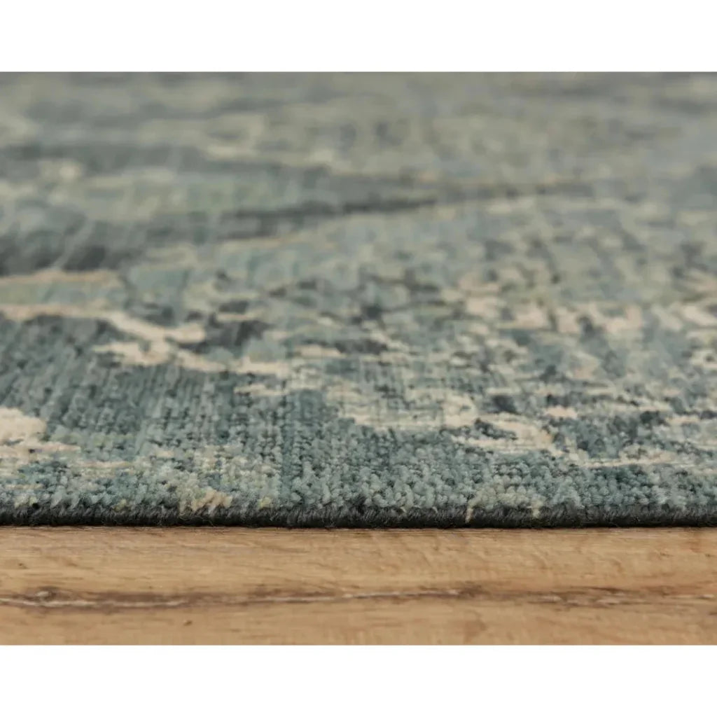 Amen Medallion Blue/ Beige Large Area Rugs - LOOMLAN - LOOMLAN - Area Rugs