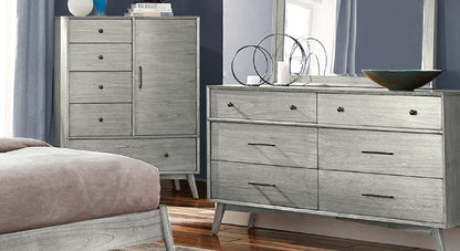 American Modern Six Drawers Dresser with Mirror