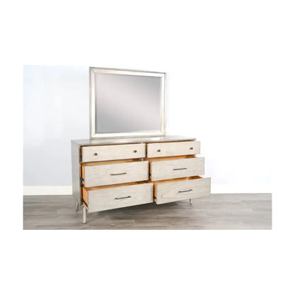 American Modern Six Drawers Dresser with Mirror