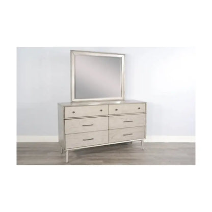 American Modern Six Drawers Dresser with Mirror