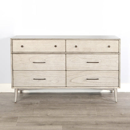 American Modern Six Drawers Dresser with Mirror