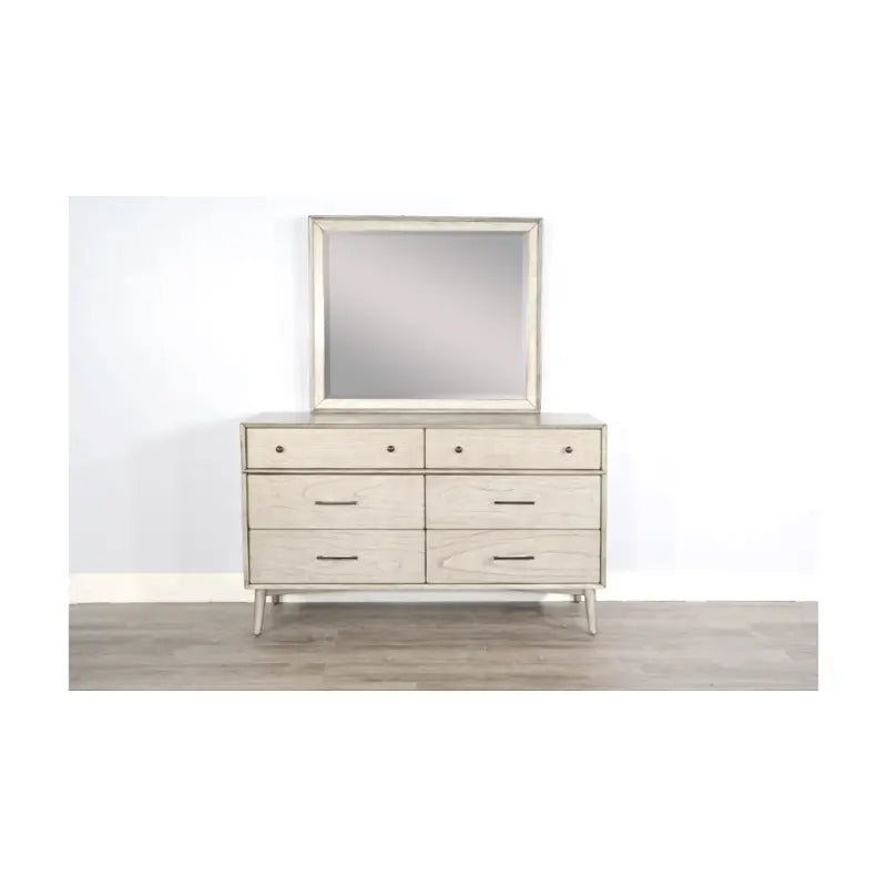 American Modern Six Drawers Dresser with Mirror