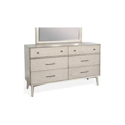 American Modern Six Drawers Dresser with Mirror