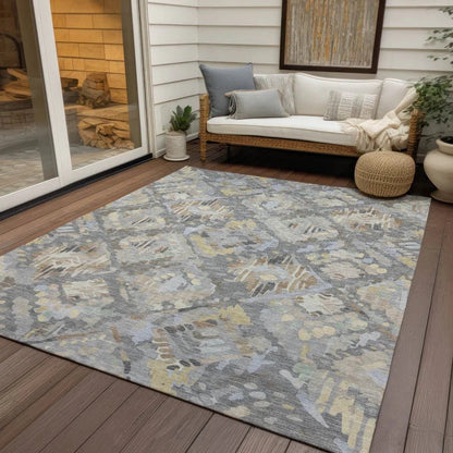 Amethira Gray Washable Indoor - Outdoor Rug - LOOMLAN - LOOMLAN Rugs - Outdoor Rugs