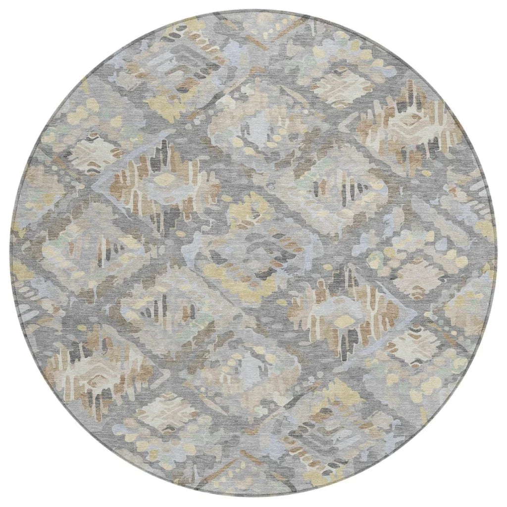 Amethira Gray Washable Indoor - Outdoor Rug - LOOMLAN - LOOMLAN Rugs - Outdoor Rugs