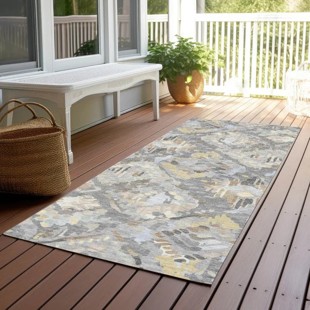 Amethira Gray Washable Indoor - Outdoor Rug - LOOMLAN - LOOMLAN Rugs - Outdoor Rugs