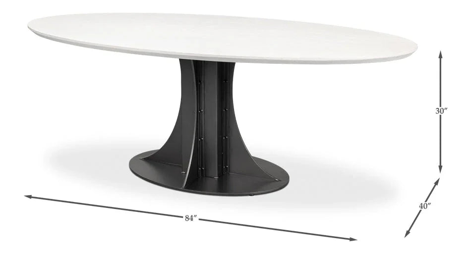Aminah Wooden Oval Dining Table-Dining Tables-Sarreid-LOOMLAN