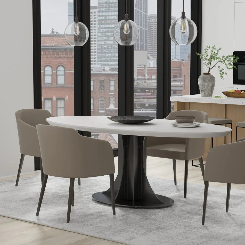 Aminah Wooden Oval Dining Table-Dining Tables-Sarreid-LOOMLAN