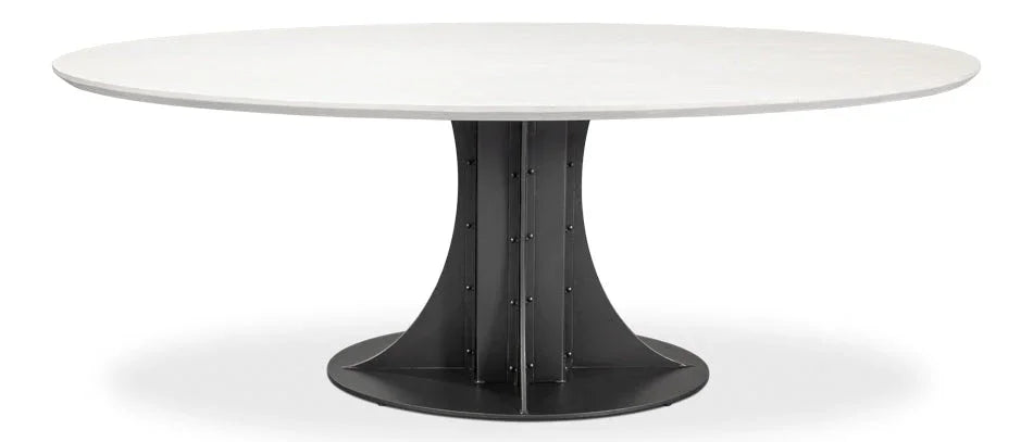 Aminah Wooden Oval Dining Table-Dining Tables-Sarreid-LOOMLAN
