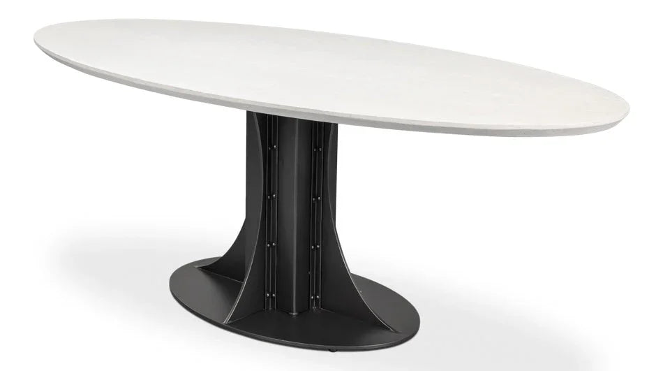 Aminah Wooden Oval Dining Table-Dining Tables-Sarreid-LOOMLAN