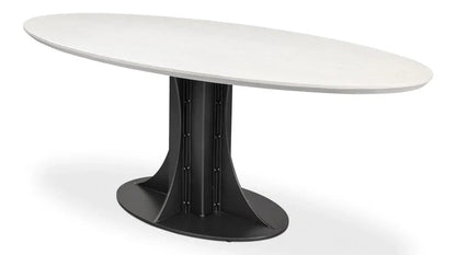 Aminah Wooden Oval Dining Table-Dining Tables-Sarreid-LOOMLAN