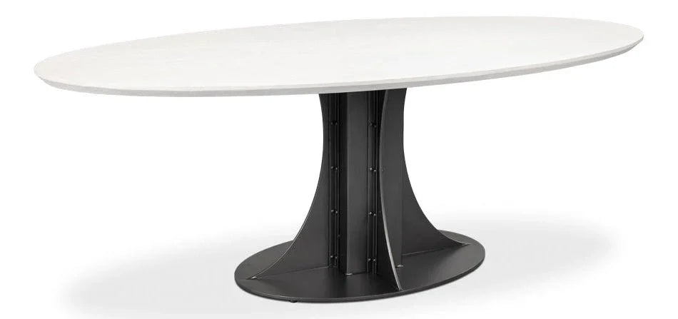 Aminah Wooden Oval Dining Table-Dining Tables-Sarreid-LOOMLAN