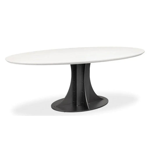 Aminah Wooden Oval Dining Table-Dining Tables-Sarreid-LOOMLAN