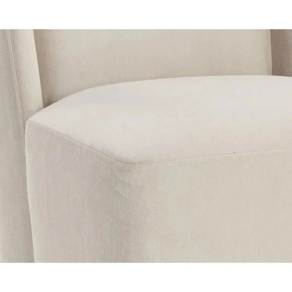 Amita Fabric Wheeled Armless Dining Chair - LOOMLAN - SUNPAN - Dining Chairs