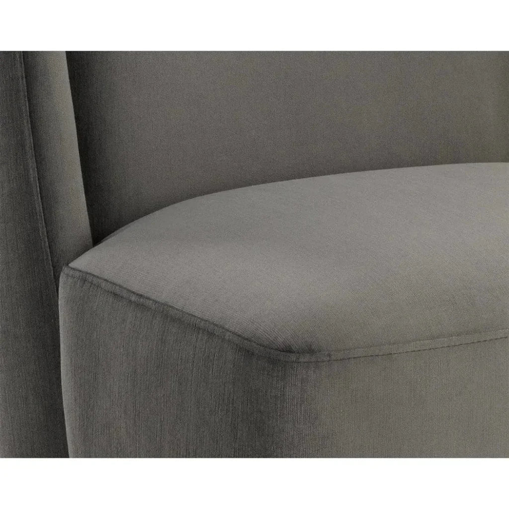 Amita Fabric Wheeled Armless Dining Chair - LOOMLAN - SUNPAN - Dining Chairs