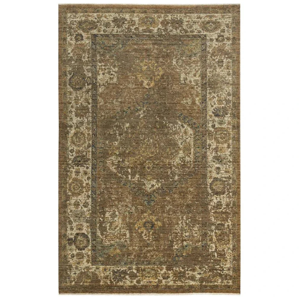 Amla Floral Brown/ Beige Large Area Rugs - LOOMLAN - LOOMLAN - Area Rugs