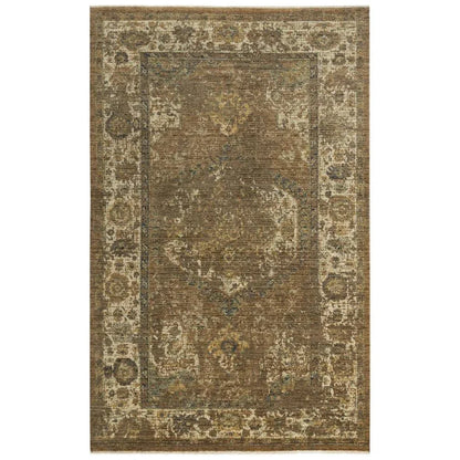 Amla Floral Brown/ Beige Large Area Rugs - LOOMLAN - LOOMLAN - Area Rugs