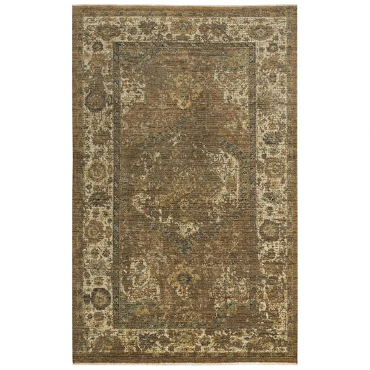 Amla Floral Brown/ Beige Large Area Rugs - LOOMLAN - LOOMLAN - Area Rugs