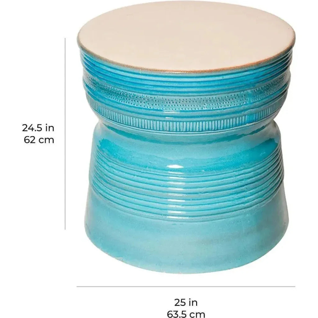 Ancaris Ring Accent Table - Navy Blue Outdoor End Table - LOOMLAN - Seasonal Living - Outdoor Side Tables