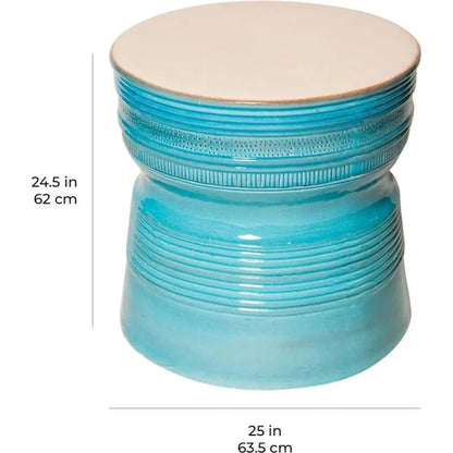 Ancaris Ring Blue Outdoor End Table - LOOMLAN - Seasonal Living - Outdoor Side Tables