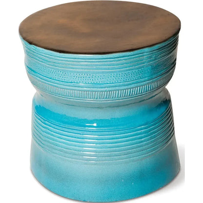 Ancaris Ring Blue Outdoor End Table - LOOMLAN - Seasonal Living - Outdoor Side Tables