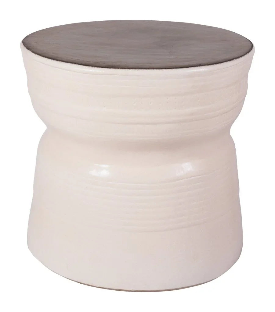 Ancaris Ring Handcrafted Ceramic Patio Accent Table - LOOMLAN - Seasonal Living - Outdoor Side Tables