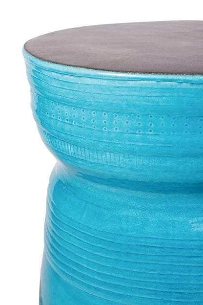 Ancaris Ring Handcrafted Ceramic Patio Accent Table - LOOMLAN - Seasonal Living - Outdoor Side Tables