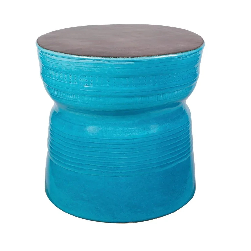 Ancaris Ring Handcrafted Ceramic Patio Accent Table - LOOMLAN - Seasonal Living - Outdoor Side Tables