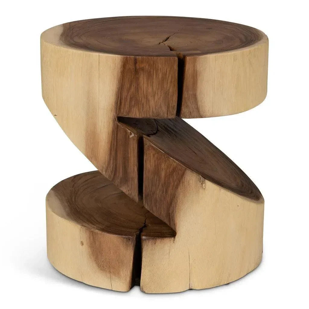 Anchali Natural Solid Chamcha Wooden Side Table - LOOMLAN - Urbia - Side Tables