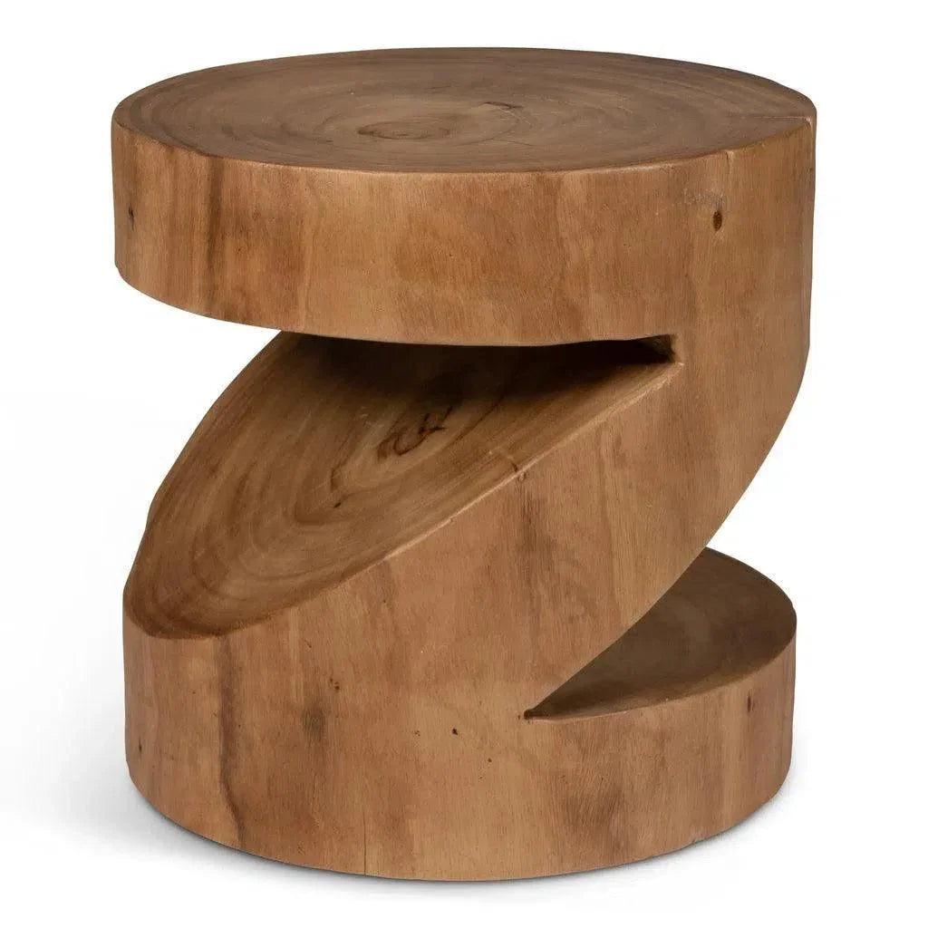 Anchali Natural Solid Chamcha Wooden Side Table - LOOMLAN - Urbia - Side Tables