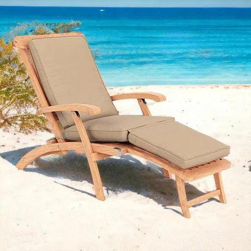 Anders Teak Folding Chair Lounge Sunbrella Cushion-Outdoor Cabanas & Loungers-HiTeak-LOOMLAN