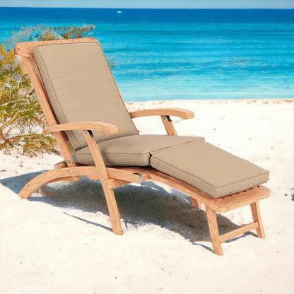 Anders Teak Folding Chair Lounge Sunbrella Cushion-Outdoor Cabanas & Loungers-HiTeak-LOOMLAN