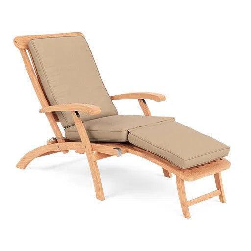 Anders Teak Folding Chair Lounge Sunbrella Cushion-Outdoor Cabanas & Loungers-HiTeak-Fawn-LOOMLAN