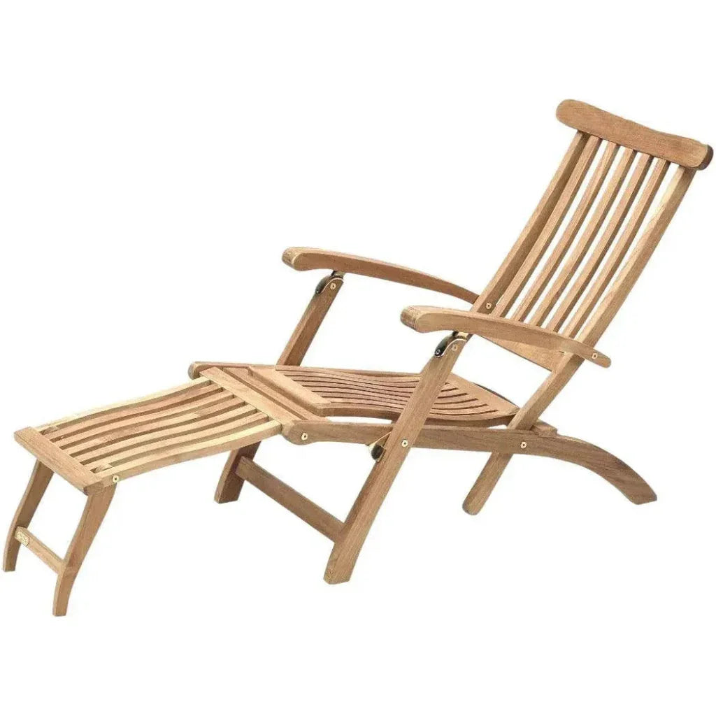 Anders Teak Folding Chair Lounge Sunbrella Cushion-Outdoor Cabanas & Loungers-HiTeak-LOOMLAN