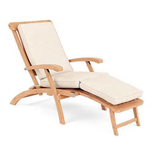 Anders Teak Folding Chair Lounge Sunbrella Cushion-Outdoor Cabanas & Loungers-HiTeak-Canvas-LOOMLAN