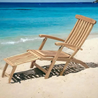 Anders Teak Folding Outdoor Deck Chair-Outdoor Lounge Chairs-HiTeak-LOOMLAN