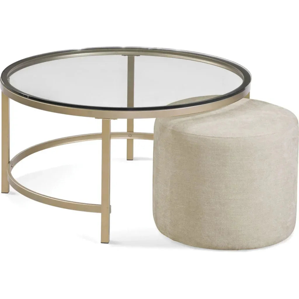 Anderson Steel & Glass Gold Round Cocktail Table - LOOMLAN - Bassett Mirror - Coffee Tables
