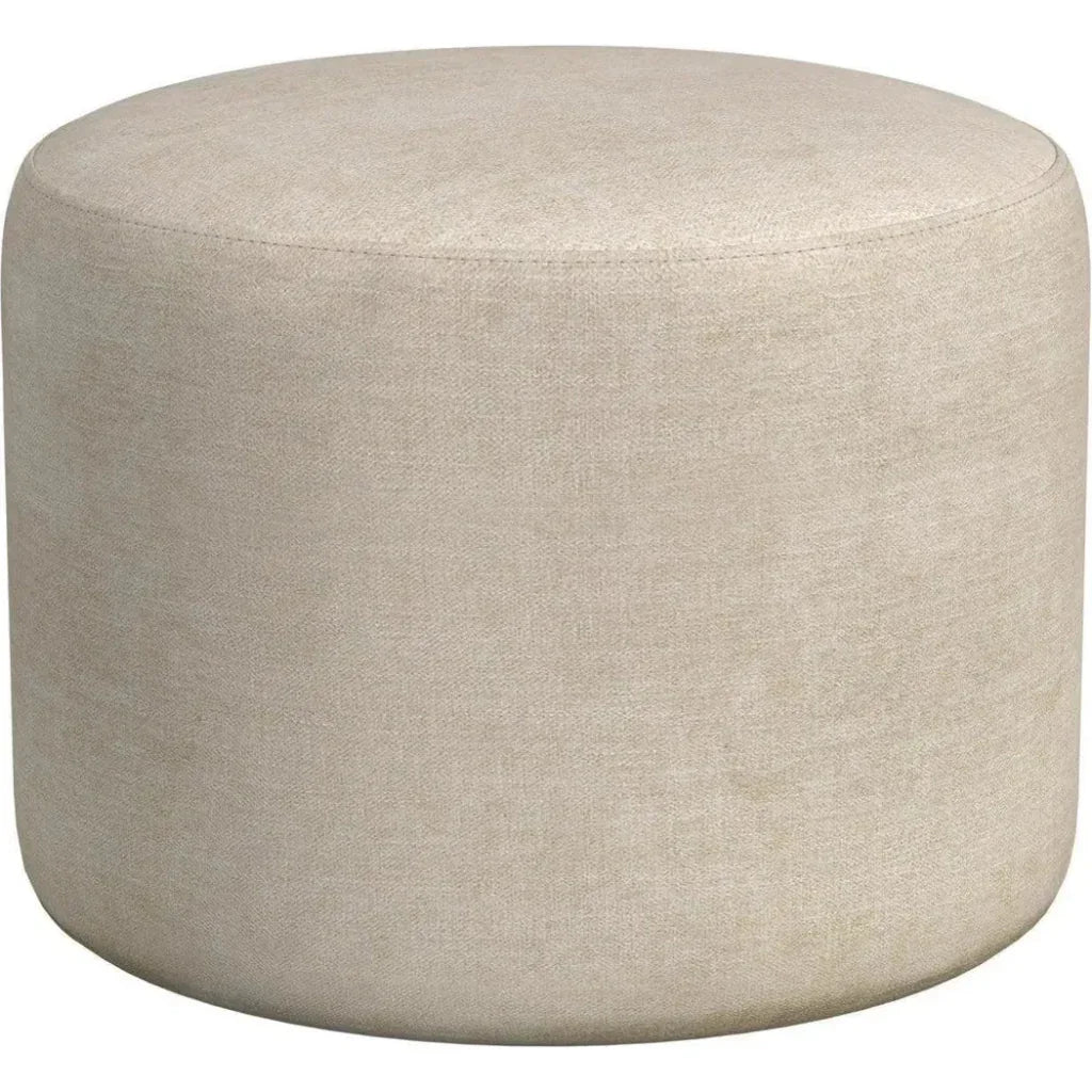Anderson Wood Beige Round Ottoman - LOOMLAN - Bassett Mirror - Ottomans