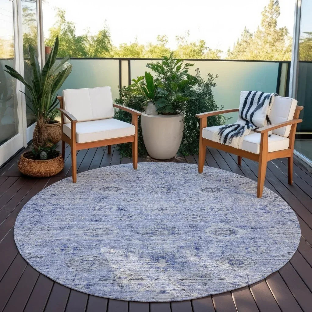 Andorra Blue Washable Indoor-Outdoor Rug-Outdoor Rugs-LOOMLAN Rugs-LOOMLAN