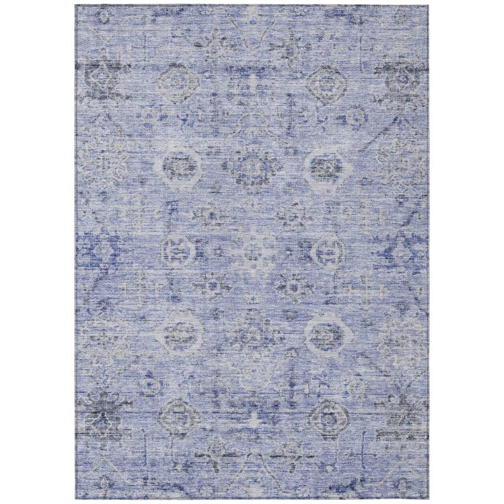 Andorra Blue Washable Indoor-Outdoor Rug-Outdoor Rugs-LOOMLAN Rugs-2'6" x 3'10"-LOOMLAN