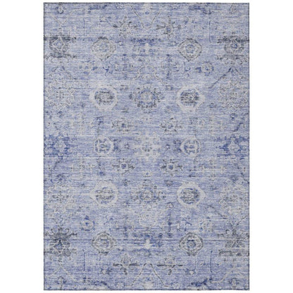 Andorra Blue Washable Indoor-Outdoor Rug-Outdoor Rugs-LOOMLAN Rugs-2'6" x 3'10"-LOOMLAN