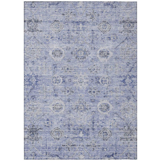 Andorra Blue Washable Indoor-Outdoor Rug-Outdoor Rugs-LOOMLAN Rugs-2'6" x 3'10"-LOOMLAN