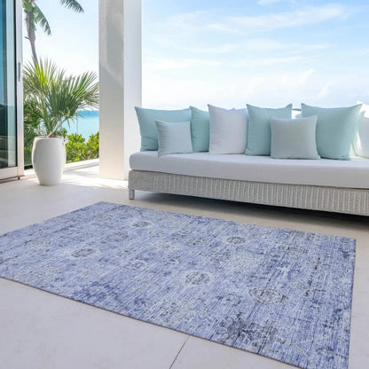 Andorra Blue Washable Indoor-Outdoor Rug-Outdoor Rugs-LOOMLAN Rugs-LOOMLAN