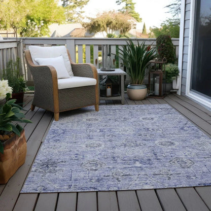 Andorra Blue Washable Indoor-Outdoor Rug-Outdoor Rugs-LOOMLAN Rugs-LOOMLAN
