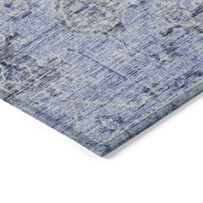 Andorra Blue Washable Indoor-Outdoor Rug-Outdoor Rugs-LOOMLAN Rugs-LOOMLAN