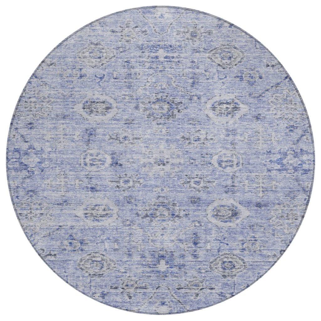 Andorra Blue Washable Indoor-Outdoor Rug-Outdoor Rugs-LOOMLAN Rugs-8' x 8'-LOOMLAN