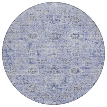 Andorra Blue Washable Indoor-Outdoor Rug-Outdoor Rugs-LOOMLAN Rugs-8' x 8'-LOOMLAN