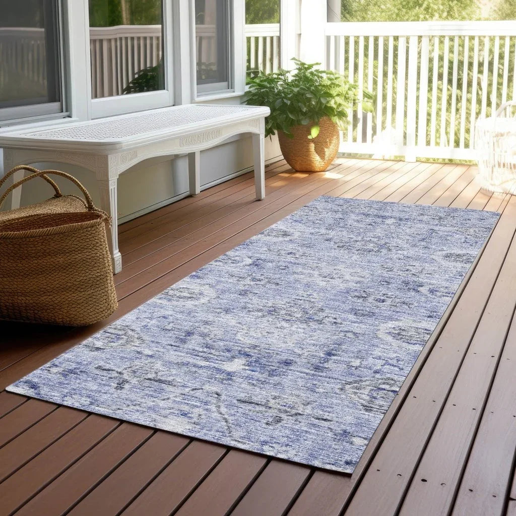 Andorra Blue Washable Indoor-Outdoor Rug-Outdoor Rugs-LOOMLAN Rugs-LOOMLAN