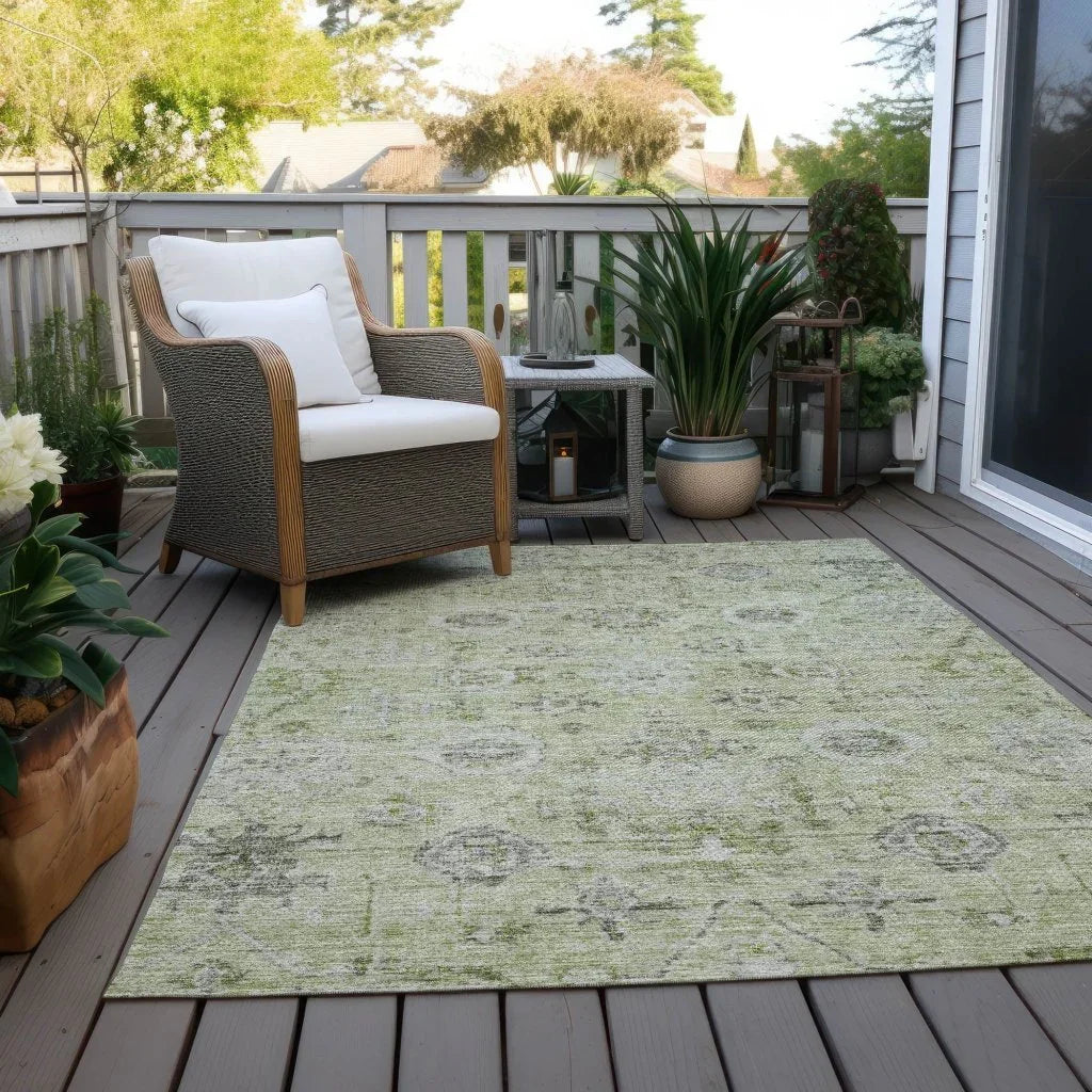 Andorra Green Washable Indoor-Outdoor Rug-Outdoor Rugs-LOOMLAN Rugs-LOOMLAN
