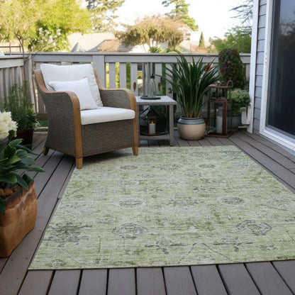Andorra Green Washable Indoor-Outdoor Rug-Outdoor Rugs-LOOMLAN Rugs-LOOMLAN